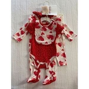 Jessica Simpson Baby Girl 4-pc Heart Bodysuit Set 3/6M